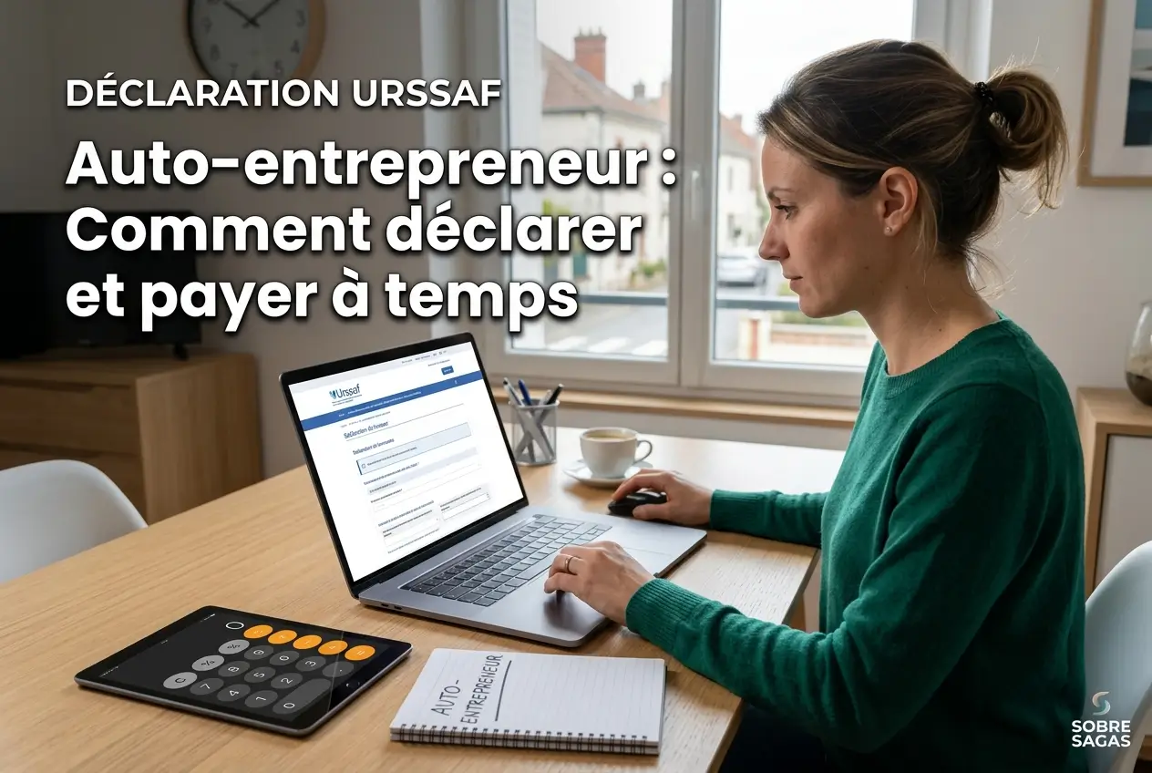 Mulher no computador analisando URSSAF para auto-empreendedores 2026