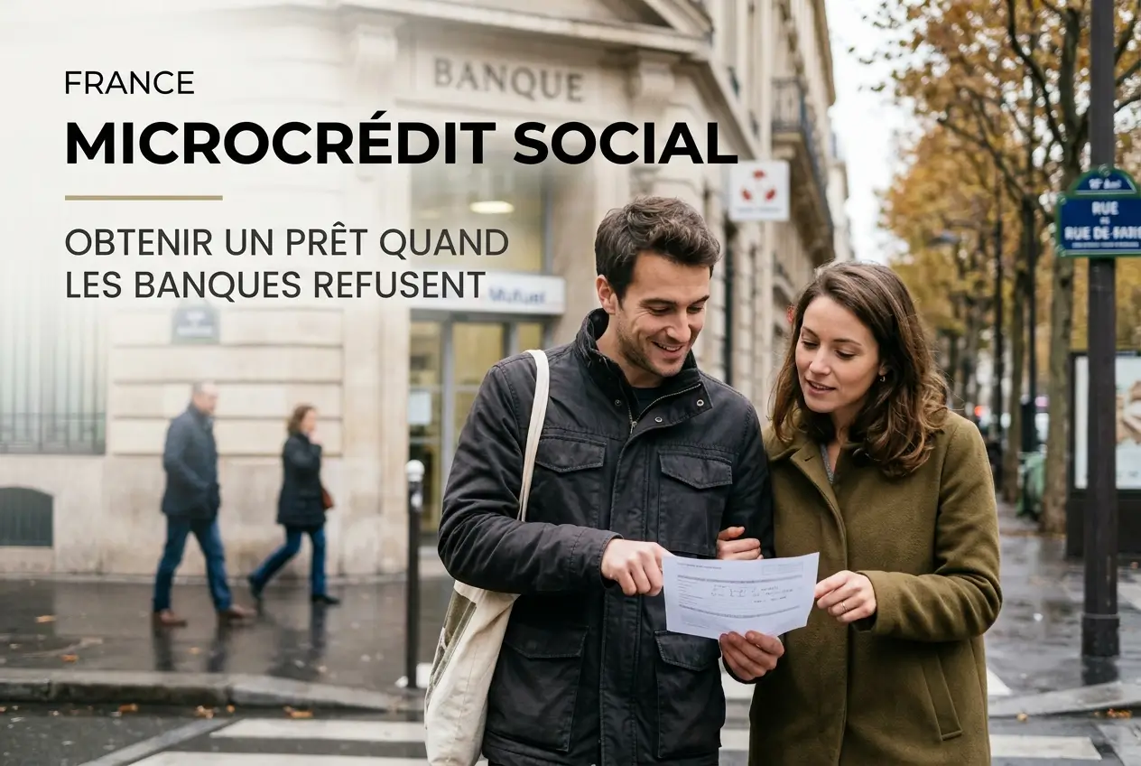 Jovens discutem microcrédito social em frente a banco na França