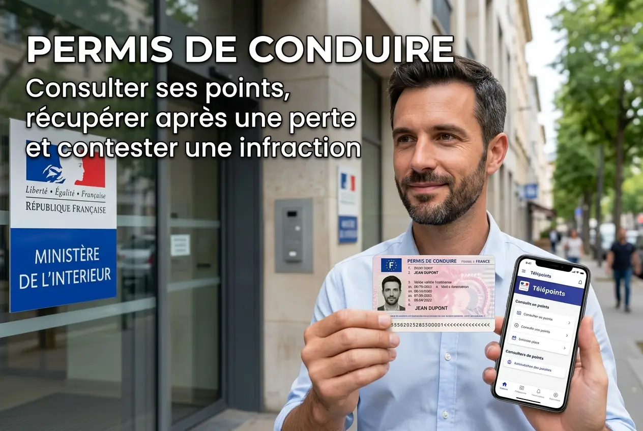 Homem no Ministério do Interior França com carteira e app
